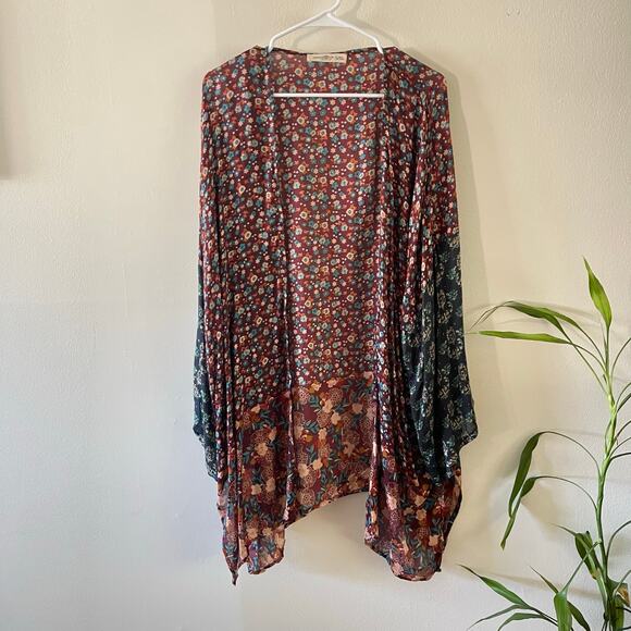 Natural Life Sierra Kimono Womens L/XL Floral Boho Open Front Lightweight Wrap - Picture 1 of 8